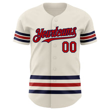 Charger l'image dans la galerie, Custom Cream Red-Navy Line Authentic Baseball Jersey