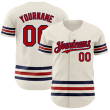 Charger l'image dans la galerie, Custom Cream Red-Navy Line Authentic Baseball Jersey