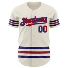 Load image into Gallery viewer, Custom Cream Red-Royal Line Authentic Baseball Jersey