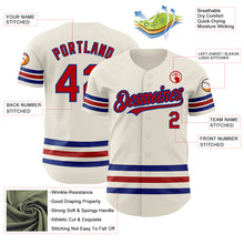 Load image into Gallery viewer, Custom Cream Red-Royal Line Authentic Baseball Jersey