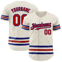 Load image into Gallery viewer, Custom Cream Red-Royal Line Authentic Baseball Jersey