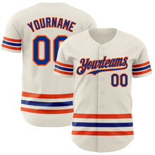 Charger l'image dans la galerie, Custom Cream Royal-Orange Line Authentic Baseball Jersey