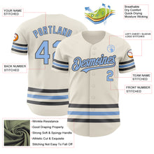 Load image into Gallery viewer, Custom Cream Light Blue-Steel Gray Line Authentic Baseball Jersey
