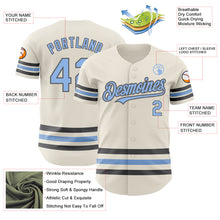 Load image into Gallery viewer, Custom Cream Light Blue-Steel Gray Line Authentic Baseball Jersey