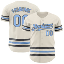Load image into Gallery viewer, Custom Cream Light Blue-Steel Gray Line Authentic Baseball Jersey