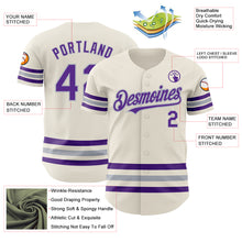 Load image into Gallery viewer, Custom Cream Purple-Gray Line Authentic Baseball Jersey