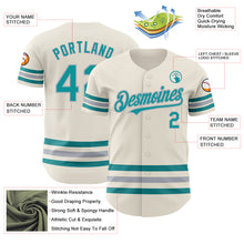 Load image into Gallery viewer, Custom Cream Teal-Gray Line Authentic Baseball Jersey
