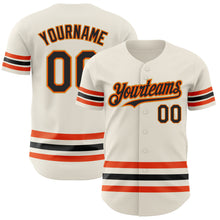 Charger l'image dans la galerie, Custom Cream Black Orange-Old Gold Line Authentic Baseball Jersey