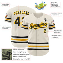 Load image into Gallery viewer, Custom Cream Black-Gold Line Authentic Baseball Jersey