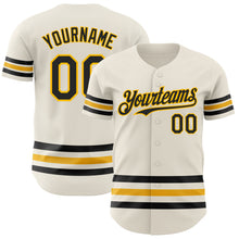 Load image into Gallery viewer, Custom Cream Black-Gold Line Authentic Baseball Jersey