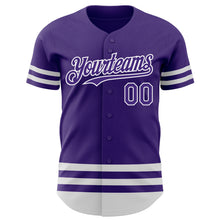 Charger l'image dans la galerie, Custom Purple White Line Authentic Baseball Jersey