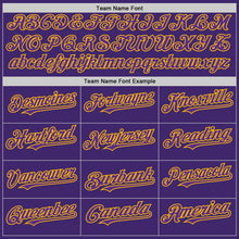 Load image into Gallery viewer, Custom Purple Gold Line Authentic Baseball Jersey