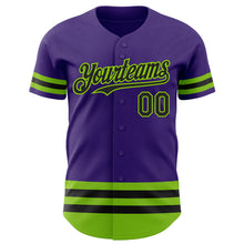 Laden Sie das Bild in den Galerie-Viewer, Custom Purple Black-Neon Green Line Authentic Baseball Jersey