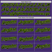 Laden Sie das Bild in den Galerie-Viewer, Custom Purple Black-Neon Green Line Authentic Baseball Jersey