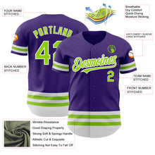 Load image into Gallery viewer, Custom Purple Neon Green-White Line Authentic Baseball Jersey