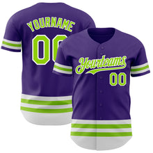 Load image into Gallery viewer, Custom Purple Neon Green-White Line Authentic Baseball Jersey