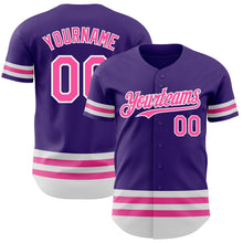 Load image into Gallery viewer, Custom Purple Pink-White Line Authentic Baseball Jersey