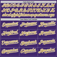 Load image into Gallery viewer, Custom Purple Old Gold-White Line Authentic Baseball Jersey

