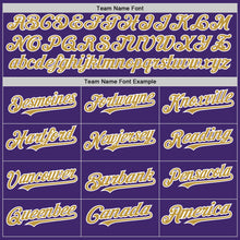 Load image into Gallery viewer, Custom Purple Old Gold-White Line Authentic Baseball Jersey