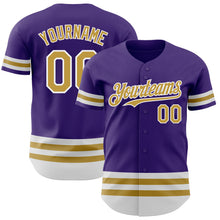 Load image into Gallery viewer, Custom Purple Old Gold-White Line Authentic Baseball Jersey