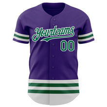 Load image into Gallery viewer, Custom Purple Kelly Green-White Line Authentic Baseball Jersey