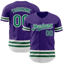 Load image into Gallery viewer, Custom Purple Kelly Green-White Line Authentic Baseball Jersey
