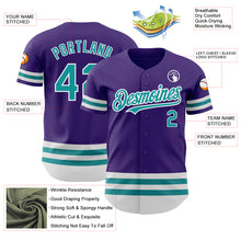 Load image into Gallery viewer, Custom Purple Teal-White Line Authentic Baseball Jersey