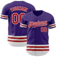 Load image into Gallery viewer, Custom Purple Red-White Line Authentic Baseball Jersey