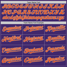 Load image into Gallery viewer, Custom Purple Orange-Gray Line Authentic Baseball Jersey