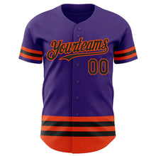 Загрузить изображение в средство просмотра галереи, Custom Purple Black-Orange Line Authentic Baseball Jersey