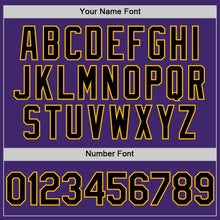 Laden Sie das Bild in den Galerie-Viewer, Custom Purple Black-Gold Line Authentic Baseball Jersey