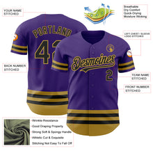 Load image into Gallery viewer, Custom Purple Black-Old Gold Line Authentic Baseball Jersey
