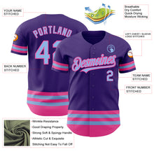 Load image into Gallery viewer, Custom Purple Light Blue-Pink Line Authentic Baseball Jersey