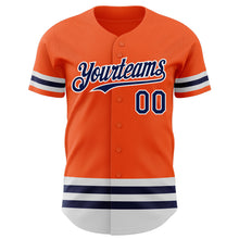 Load image into Gallery viewer, Custom Orange Navy-White Line Authentic Baseball Jersey
