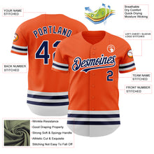 Load image into Gallery viewer, Custom Orange Navy-White Line Authentic Baseball Jersey
