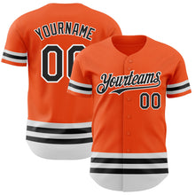 Load image into Gallery viewer, Custom Orange Black-White Line Authentic Baseball Jersey