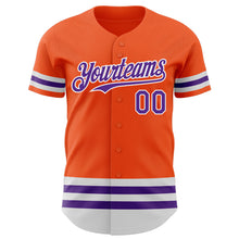 Load image into Gallery viewer, Custom Orange Purple-White Line Authentic Baseball Jersey