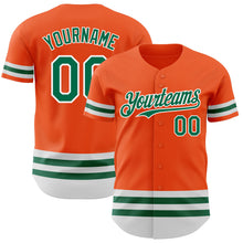 Load image into Gallery viewer, Custom Orange Kelly Green-White Line Authentic Baseball Jersey