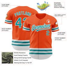 Load image into Gallery viewer, Custom Orange Teal-White Line Authentic Baseball Jersey