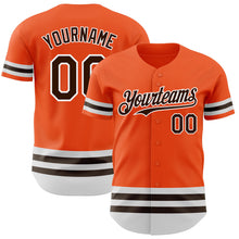 Load image into Gallery viewer, Custom Orange Brown-White Line Authentic Baseball Jersey