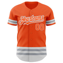 Load image into Gallery viewer, Custom Orange White-Gray Line Authentic Baseball Jersey