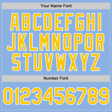 Load image into Gallery viewer, Custom Light Blue Yellow-White Line Authentic Baseball Jersey