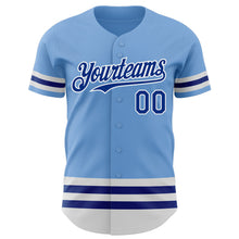Load image into Gallery viewer, Custom Light Blue Royal-White Line Authentic Baseball Jersey