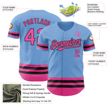 Load image into Gallery viewer, Custom Light Blue Pink-Black Line Authentic Baseball Jersey