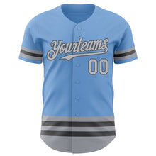 Load image into Gallery viewer, Custom Light Blue Gray-Steel Gray Line Authentic Baseball Jersey