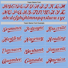 Load image into Gallery viewer, Custom Light Blue Crimson-White Line Authentic Baseball Jersey