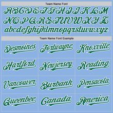 Load image into Gallery viewer, Custom Light Blue Kelly Green-White Line Authentic Baseball Jersey