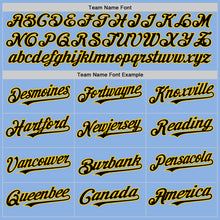 Load image into Gallery viewer, Custom Light Blue Black-Yellow Line Authentic Baseball Jersey