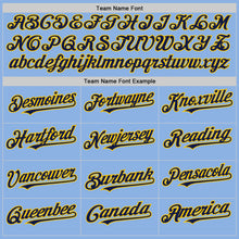 Load image into Gallery viewer, Custom Light Blue Navy-Yellow Line Authentic Baseball Jersey