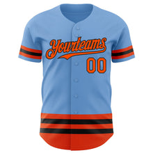 Загрузить изображение в средство просмотра галереи, Custom Light Blue Orange-Black Line Authentic Baseball Jersey